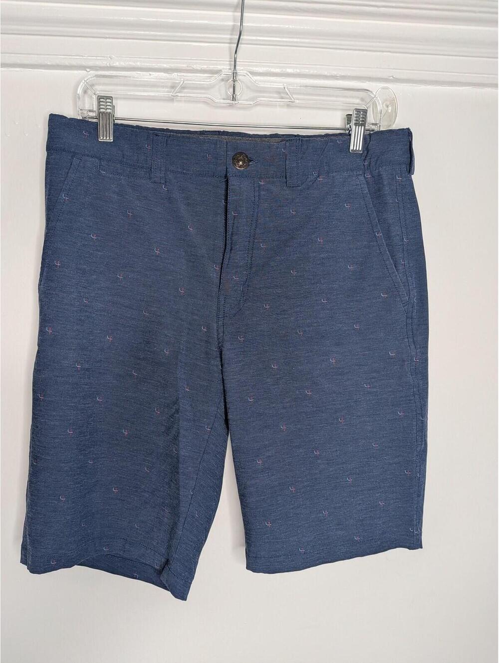Short Par 4 Shorts Mens 34 Blue Chino Stretch Golf Micro Print Summer Casual